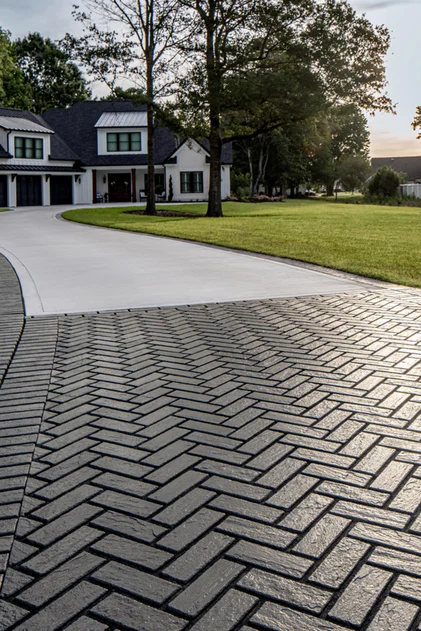 Close-up view of high-quality interlocking paver texture for durable driveways